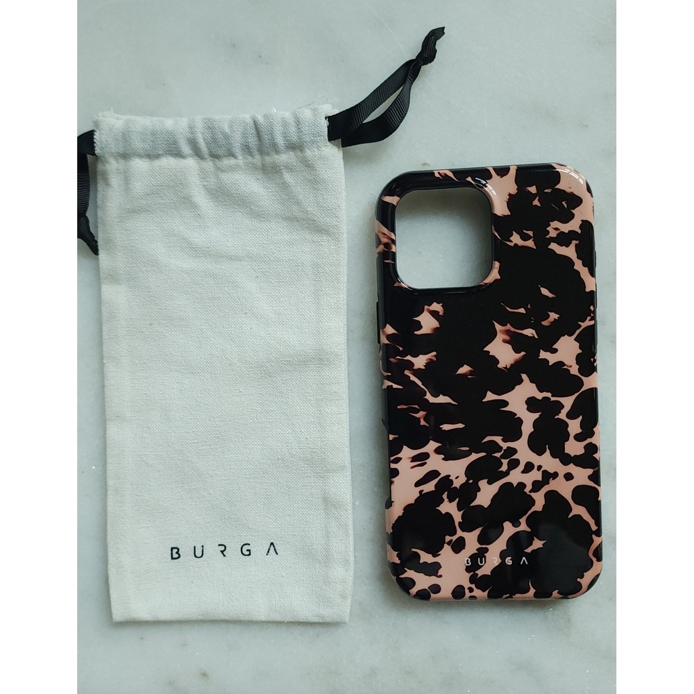 Burga Magsafe Phone Case iPhone 16 Pro Max Black Tan Animal Print Protective NEW